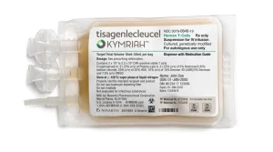 Kymriah Patient-specific CAR+ T-cell dose; bag volume 10mL to 50mL Cell suspension for intravenous infusion (patient-specific bag)