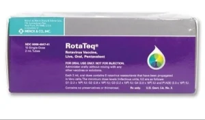 RotaTeq 2.0–2.8 ×10⁶ IU per reassortant (5 reassortants: G1, G2, G3, G4, P1[8]), 2 mL dose Oral Solution