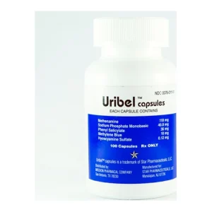 Uribel Methenamine 118 mg / sodium phosphate monobasic 40.8 mg / phenyl salicylate 36 mg / methylene blue 10 mg / hyoscyamine sulfate 0.12 mg Capsule